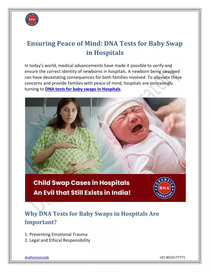 Ensuring Peace of Mind: DNA Tests for Baby Swap in Hospitals