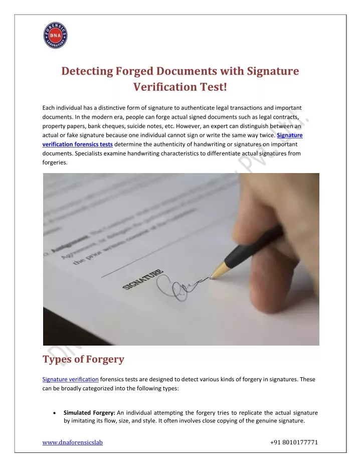 Detecting Forged Documents with Signature Verification Test!