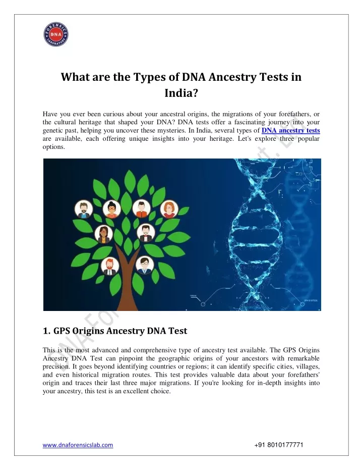 What are the Types of DNA Ancestry Tests in India?