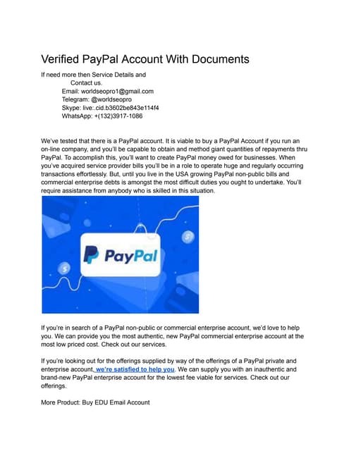 Verified PayPal Account With Documents.pdf | Free Download