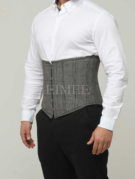 Men's Corset Grey Check Wool Underbust