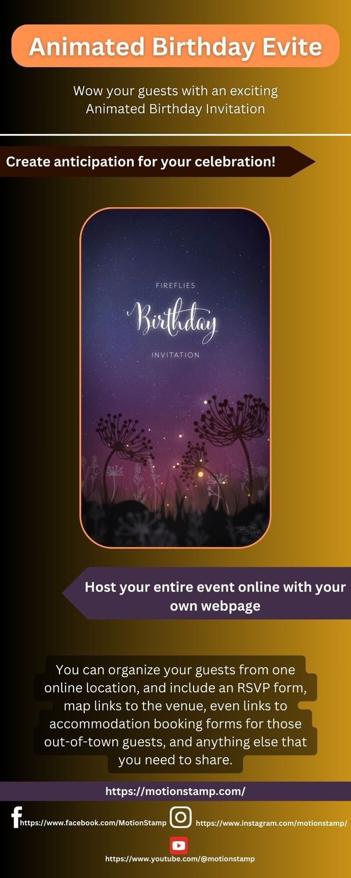 Animated Birthday Party Invitation Online – Motion Stamp